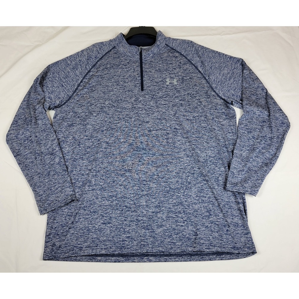 Under Armour HeatGear Mens XL Blue Space Dye 1/4 Zip Pullover‎ Loose Fit Shirt